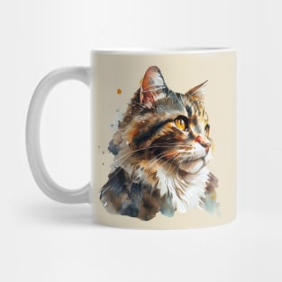 Watercolor Portrait of Fluffy Red Cat Mug